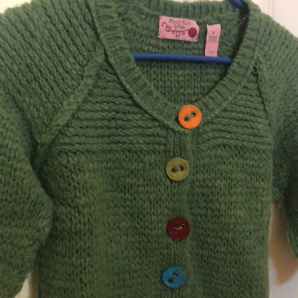 Anthropologie Hand Knit by Dollie Green 3/4 Crop Sweater. Size Small